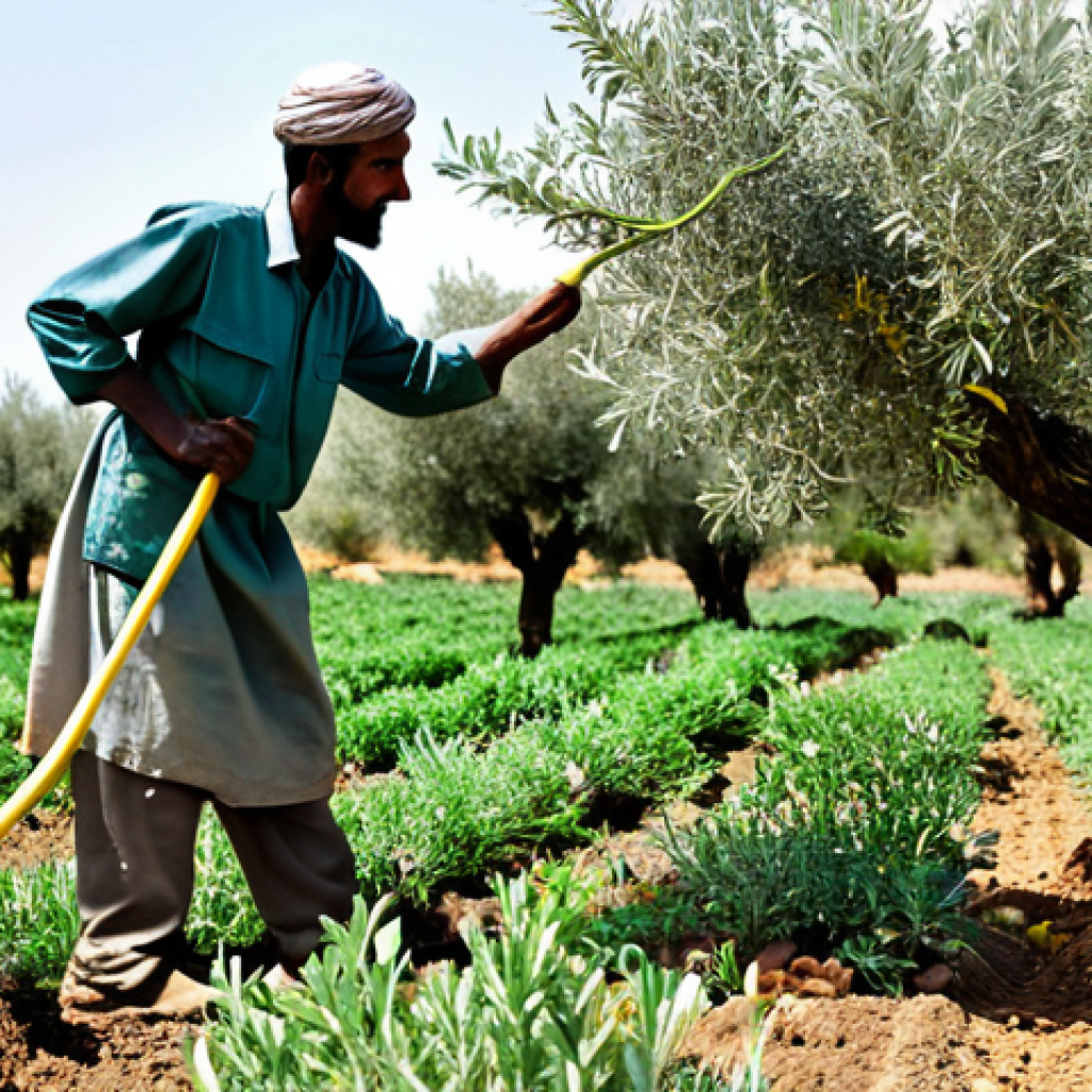 Sustainable Agriculture**
"A farmer in Eritrea tending to a field with olive trees and vegetable gardens interplanted, fully clothed in work attire, demonstrating agroforestry techniques, safe for work, appropriate content, perfect anatomy, correct proportions, natural pose, professional photography, high quality, modest clothing."
**