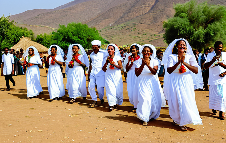 에리트레아의 노래 이야기 - Traditional Eritrean Wedding**

"A vibrant Eritrean wedding celebration in a rural village setting, ...