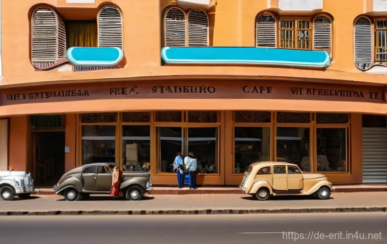 에리트레아의 문화 체험 - **"A vibrant street scene in Asmara, Eritrea, showcasing its unique 1930s Art Deco and Futurist arch...