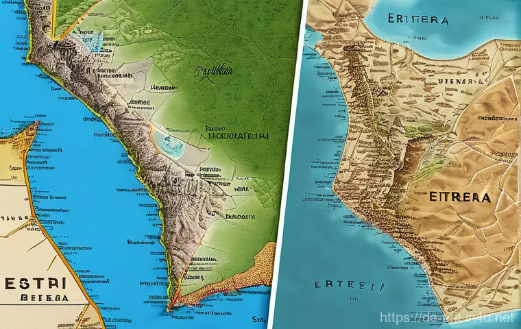 에리트레아 역사적 지도 - Here are three detailed image generation prompts in English, based on the provided text about the fa...