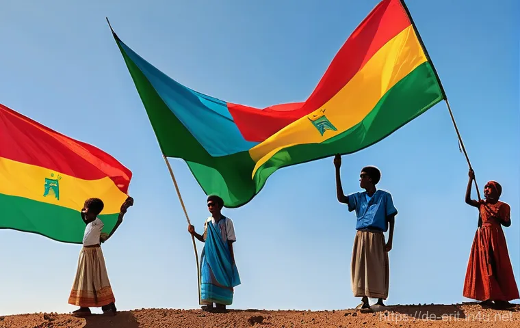 에리트레아의 유명 정치인 - **"A poignant, painterly image depicting the unfulfilled promise of freedom in Eritrea. On the left,...