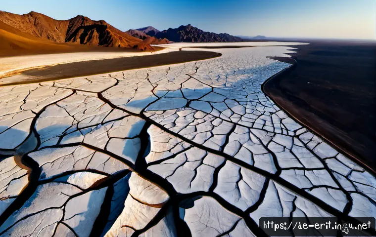 에리트레아의 독특한 지형 - Photorealistic aerial landscape of Eritrea’s Danakil Depression, vast salt flats and cracked pale ea...